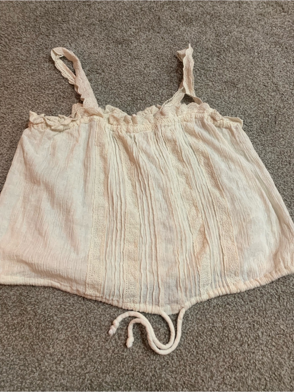 Free People Pale Blush Lace-Trim Halter Crop Top